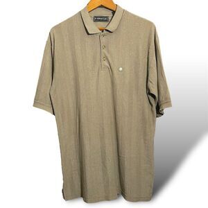 Vintage Pinnacle Men's Polo Shirt Size L Beige Short Sleeve Casual Golf
